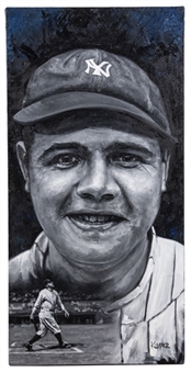 Babe Ruth "The Great Bambino" Original Artwork on 12x24 Canvas By Artist Mike Kuyper